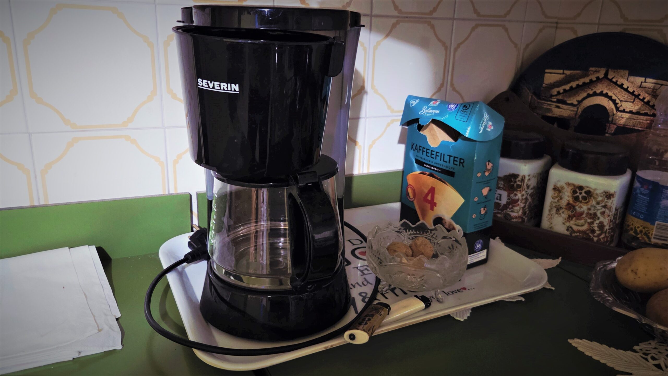 A filter coffee machine in the kitchen of a guesthouse
